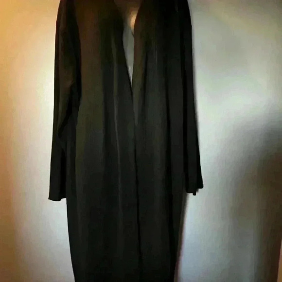 Plus Sized 2 XL Extra Long Black Ribbed Cardigan By Terra & Sky Long Sleeve - Picture 3 of 5
